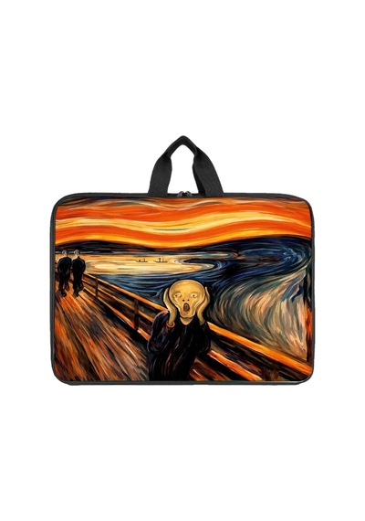 Ab Kıds Desenli Proje Çantası Evrak Laptop Taşıma Çantası Otantik Para Cüzdanı Hediyeli - 19 Farklı Model Çok Amaçlı Organizer Çanta Munch Çığlık Munch Çığlık