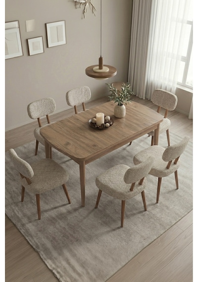 Hopii 80x132 Açılır Kelebek Masa 6 Sandalye Mutfak Masası Takımı, Yemek Masası Takımı Krem Hopii 80x132 Açılır Kelebek Masa 6 Sandalye Mutfak Masası Takımı, Yemek Masası Takımı Krem