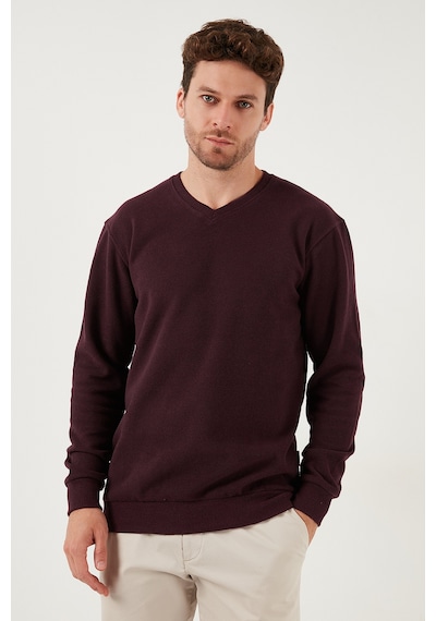 Buratti Pamuklu Regular Fit V Yaka Erkek Kazak 456202 V Mürdüm