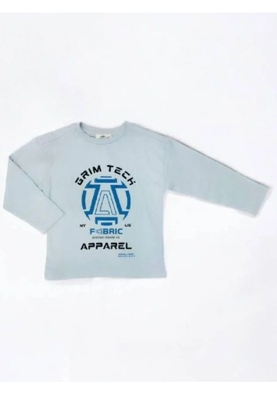 Çikoby Erkek Çocuk Grim Tech Yazılı İnce Uzun Kollu Pamuklu Tshirt-14867 Gri