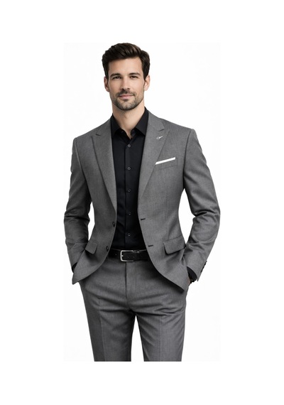 Suitmen Erkek Silim Fit Yelekli Çift Yırtmaçlı Takım Elbise Bgl-st05328 Koyu Gri