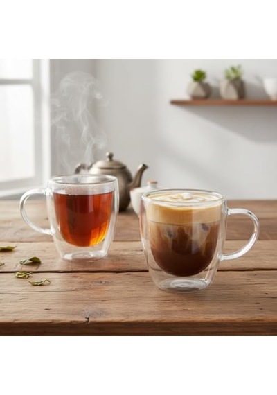 Ayrex Deconox 2'li Çift Cidarlı Borosilikat Cam Fincan Seti - 100 Ml Espresso Ve Türk Kahvesi Bardağı - Isıya Daya Diğer