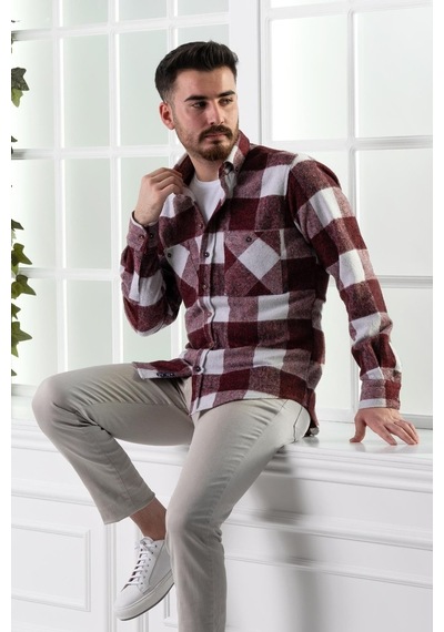Dorss Slimfit Çift Cepli Ekoseli Erkek Oduncu Gömlek (516451181)