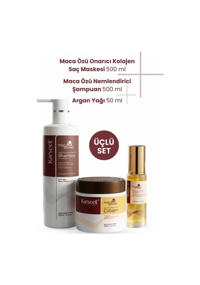 Maca Özlü Saç Maskesi 500 Ml Şampuan 500 Ml Saç Bakım Yağı 50 Ml - 648289855
