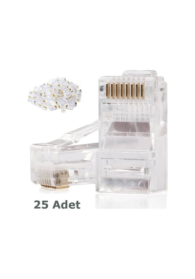 Rj45 Cat6 Altın Uçlu Jack Konnektör 25 Adet