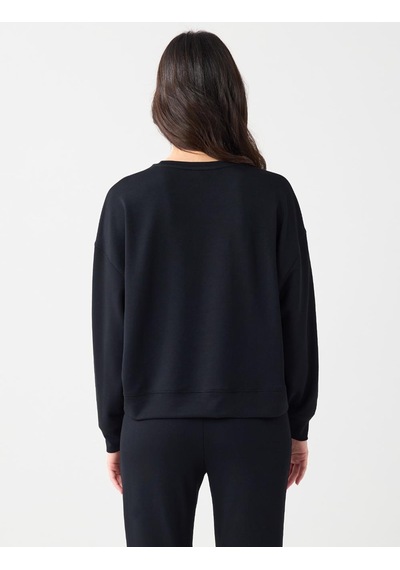 Jimmy Key Jimmy Key Siyah Rahat Kesim Bisiklet Yaka Modal Örme Sweatshirt 6sw235403900