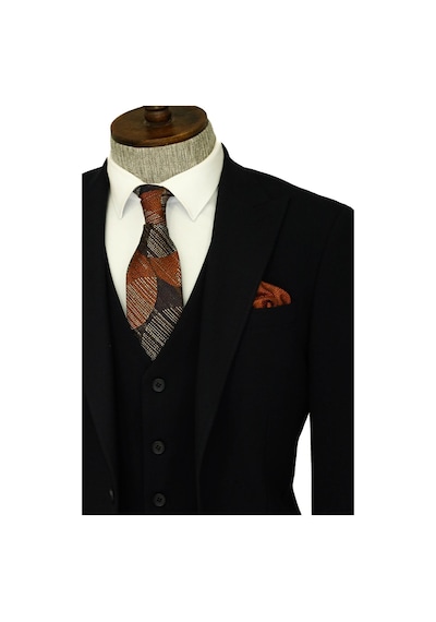 Tek Düğmeli Slim Fit Lacivert Yelekli Erkek Takım Elbise - Wessi Navy Blue