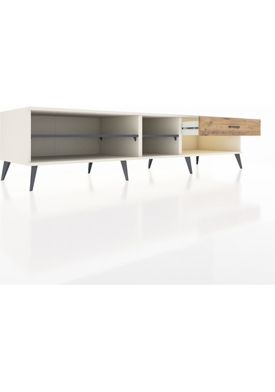 Kronos Tv Ünitesi 2 Raflı Tek Çekmeceli 220x59x51 Aytaşı-antrasit/çam Antrasıt/atlas Çam - Aytası