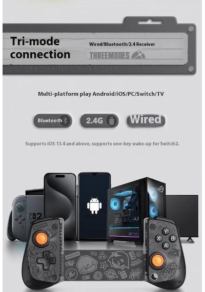 Gamesir X5s Zenless Zone Zero Zzz Siyah Wireless Mobile Game Controller Switch 2 ,Apple Uyumlu iOS, Android