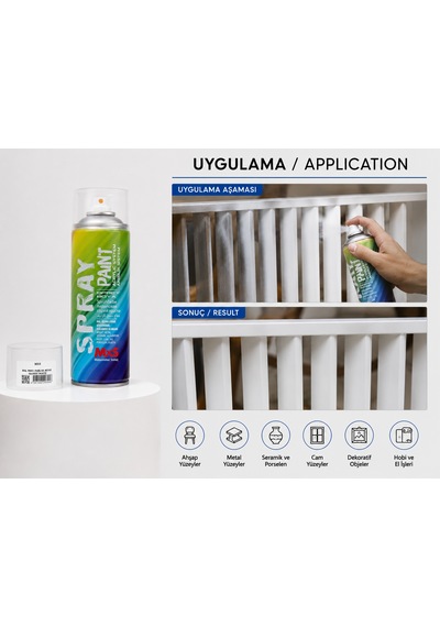 Mxs Ral 9003 Parlak Beyaz Akrilik Sprey Boya 400 Ml Siyah