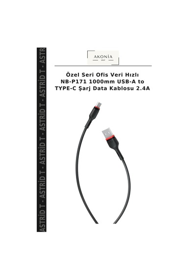Özel Seri Ofis Veri Hızlı Nb-p171 1000mm Usb-a To Type-c Şarj Data Kablosu 2.4a
