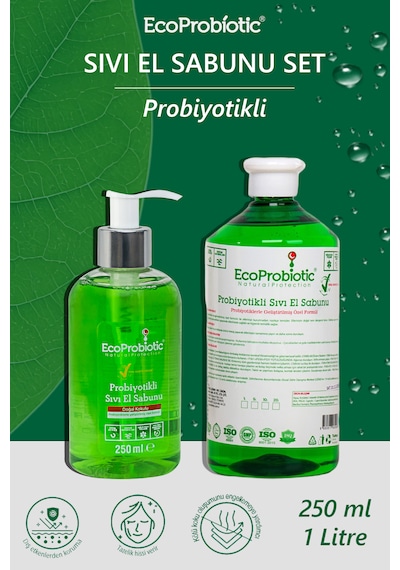 Probiyotikli Sıvı El Sabunu 250 Ml + 1 Lt. Set Temiz İçerik, Çocuk Dostu, Koruyucu Bakım