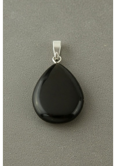 Onix - 785 - Oval Doğaltaş Kolye Ucu 1 - Nazblsmm - Adet Siyah Metal