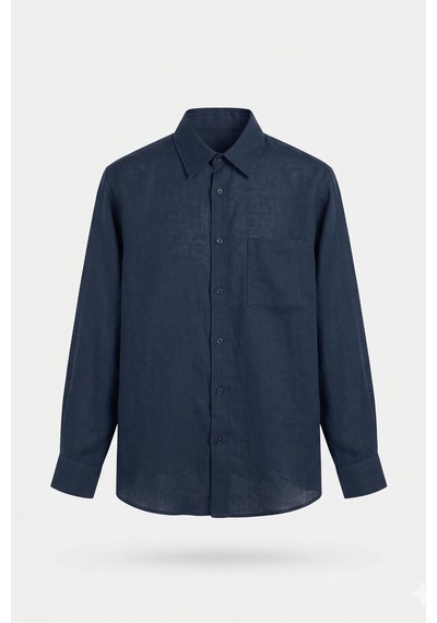 Lijuri Siyah Oversize Keten Gömlek 3510 Lacivert