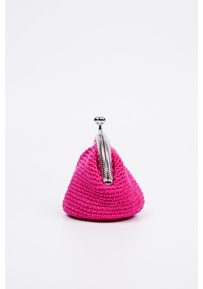 Fabric Craft Bag Bozuk Para Cüzdanı Merserize Pamuk Klipsli Örgü Pembe