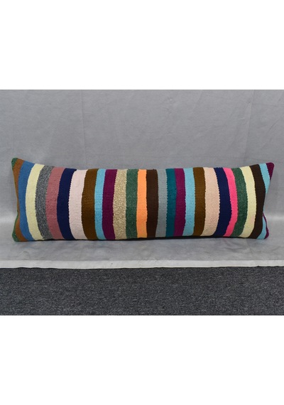 Zehra Abla Halı Yeni El Dokuma Dekoratif Lumbar Kilim Kırlent Yastık Kılıfı 6903 Çok Renkli