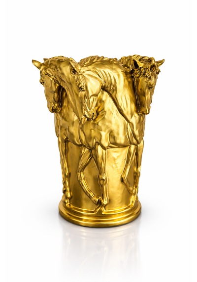 Gold Majestic Horse Vase Altın
