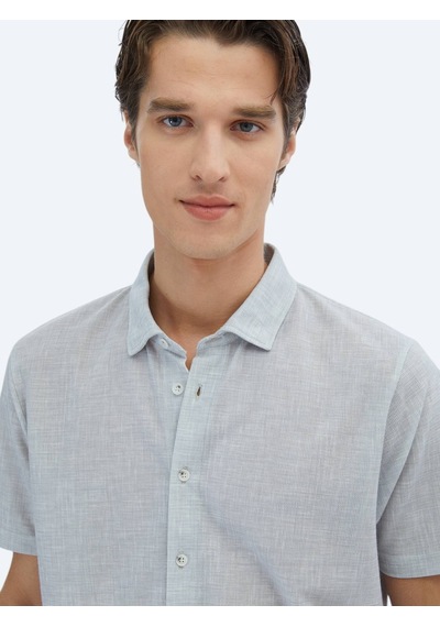 Kip Gri Desenli Regular Fit Casual Gömlek Gri
