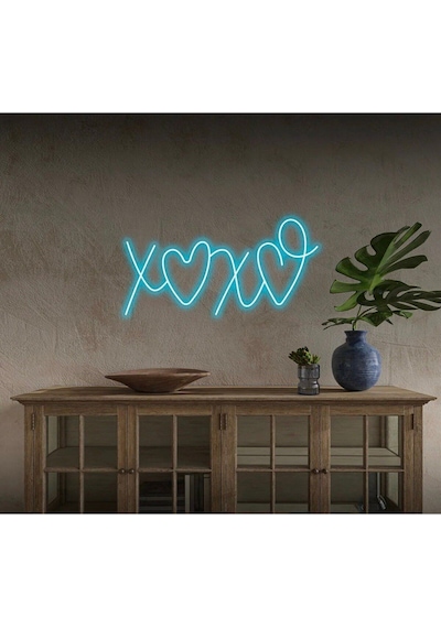 Xoxo Yazılı Ve Şekilli Neon Tabela Turkuaz