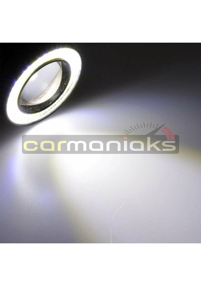 Mercekli Angel Led Halkalı Sis Far Metal Alaşım Gövde Su Geçirmez 89 MM Beyaz