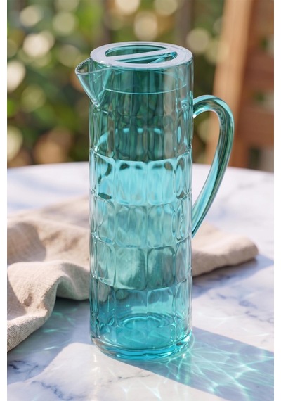 Akrilik Allegra Aquamarin 7 Parça Kadeh & Su Meşrubat Bardağı 450 Ml Ve Akrilik Allegra Aquamarin 1,5 Lt Sürahi Cam Değildir Turkuaz