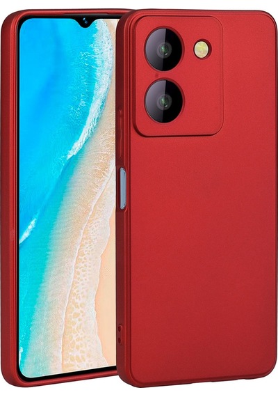Noktaks - Vivo Uyumlu Vivo Y36 4g - Kılıf Mat Renkli Esnek Premier Silikon Kapak - Kırmızı