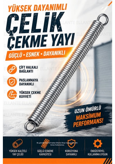 Yüksek Dayanımlı Çelik Çekme Yayı Çift Halkalı Germe Yayı Güçlü Esneme Endüstriyel Kullanım