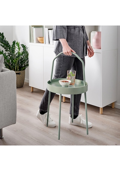Kulplu Sehpa Su Yeşili Renk Meridyendukkan 38 Cm Metal Taşınabilir Sehpa