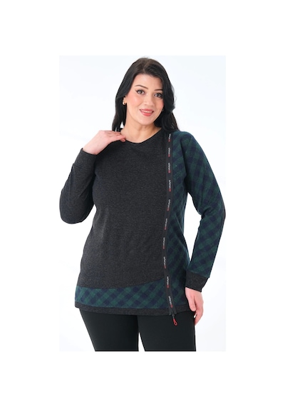 Lady Majestic Kadın Büyük Beden Sweatshirt Mavi