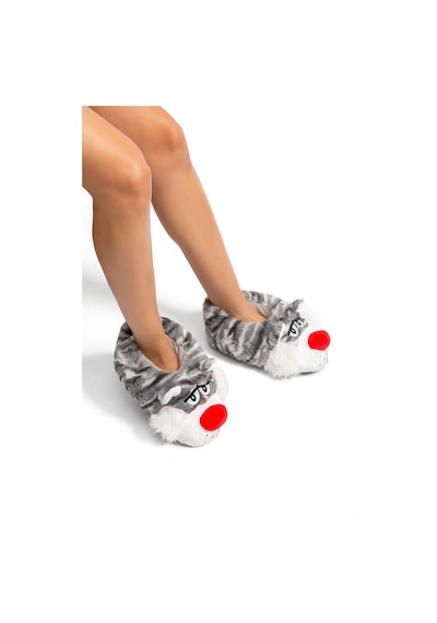 Twigy Silvo EE0526 Kadın Hayvanlı Panduf Gri 36/41 Gri