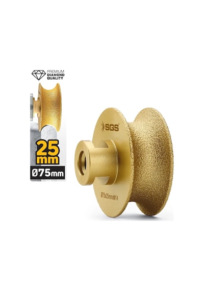 Sgs2790 M14-75x25 Mm Vakum Elmas Mermer Granit Taşlama Diski Tam Profil