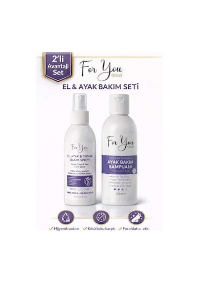Ayak Ve Tırnak Bakım Seti - Koku, Ayak Ve Tırnak Bakım Sprey + Ayak Şampuan 2'li Set