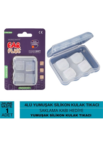 Jaune Vaste 4lü Yumuşak Silikon Kulak Tıkacı Saklama Kabı Hediye