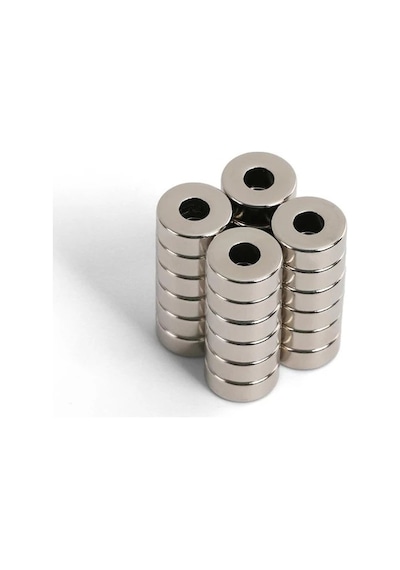 15X5X5 Delikli Halka Güçlü Neodyum Mıknatıs - 10 Adet
