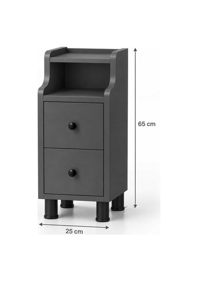 Dar Alanlar İçin 2 Çekmeceli Raflı Komodin Ve Koltuk Yanı Sehpası 25 Cm Genişlik, 65 Cm Yükseklik Beyaz Ve Antrasit Gri - 931394209 Gri Dar Alanlar İçin 2 Çekmeceli Raflı Komodin Ve Koltuk Yanı Sehpası 25 Cm Genişlik, 65 Cm Yükseklik Beyaz Ve Antrasit Gri - 931394209 Gri
