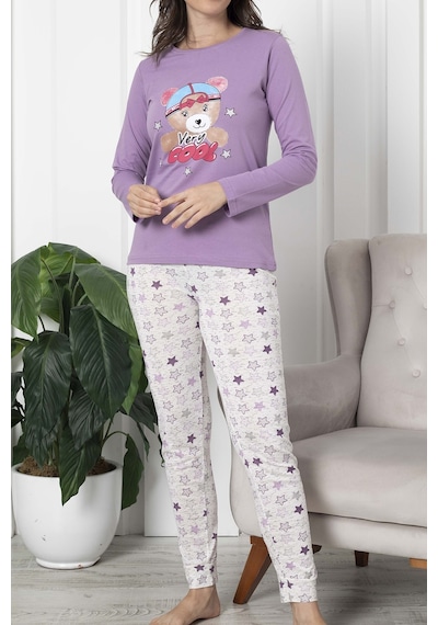 Lady Secret 12016 R26 Uzun Kollu Pamuklu Kadın Pijama Takımı Lila