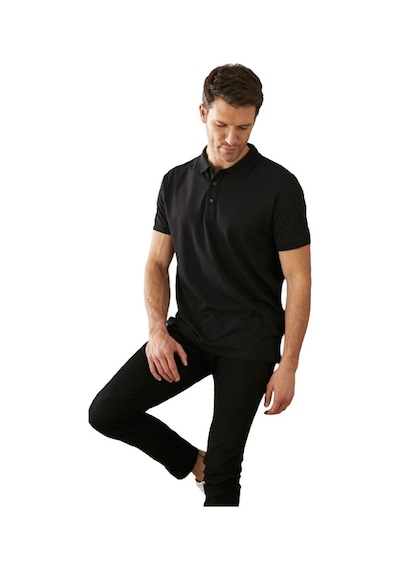 Ac&Co / Altınyıldız Classics 4A4820200047Sss3XL Düğmeli Polo Yaka Cepsiz Slim Fit Erkek Tişört - Siyah