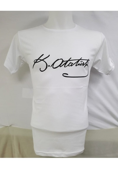 Nacar Store Unısex Beyaz Mustafa Kemal Atatürk Imzalı Çocuk Tişört Beyaz-imza