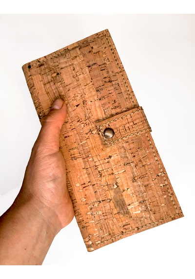 Vegan Mantar Derisinden Telefon Bölmeli Altın Işıltılı Kadın Clutch Cüzdan Açık Bej - Kahverengi
