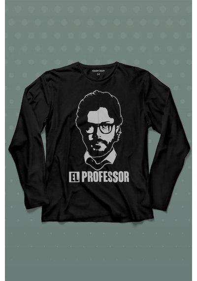 El Proffessor La Casa De Papel Profesör Uzun Kollu Tişört Baskılı T-shirt 001