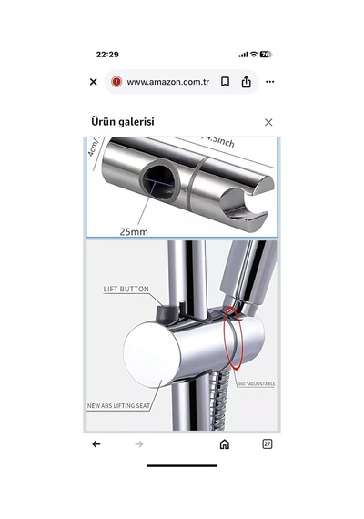 Feyza Yapı Duşu Tutacağı,25mm Abs Krom El Duşu Braketi,standart Yuvarlak Duş Yükseltici Ray İçin Evrensel Ayarlan Çok Renkli