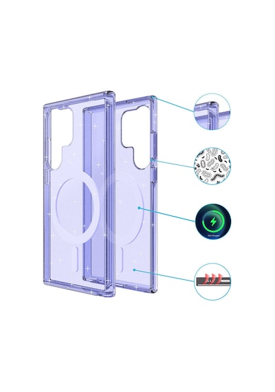 Samsung Galaxy Uyumlu Z Fold 6 Kılıf Magsafe Destekli Ve Renkli Simli Sert Şeffaf Tpu Silikon Kapak Royal Case/allstar Pembe