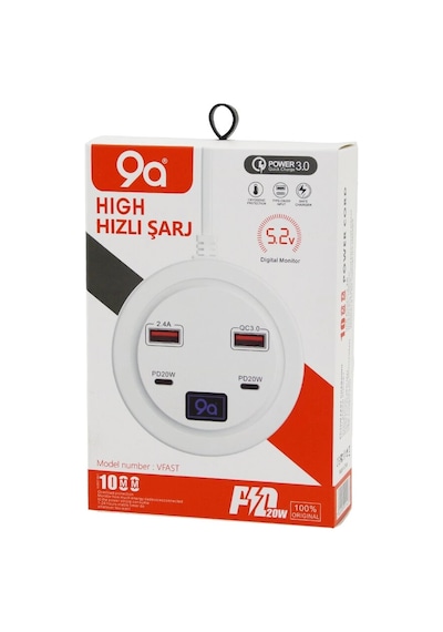 Hıgh Power 3.0 Vfast Ky-100 Çoklu 4 Lü Hızlı Şarj Seti 2ad -pd20w Type-c - 2.1a + Qc3.0 Usb 2.4w Bx40