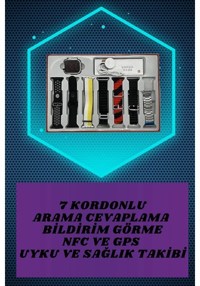 7 Kordonlu Akıllı Saat Ve 3.nesil Kulaklık Dokunmatik Ekran Sesli Görüşme Yapabilen Çok Renkli