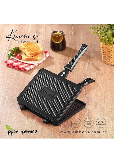 Amboss Kuvars Ocak Üstü Döküm Tost Tavası Siyah KUV-0274