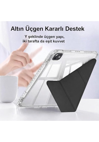 İpad 11.nesil A16 11inç/10.nesil 10.9inç İle Uyumlu Kalem Koyma Bölmeli Ultra Koruma Antişok Yatay Dikey Şekillerde Stand Seçeneği Uyku Modlu New Attractive Hx99 Smart Cover Kılıf Pembe