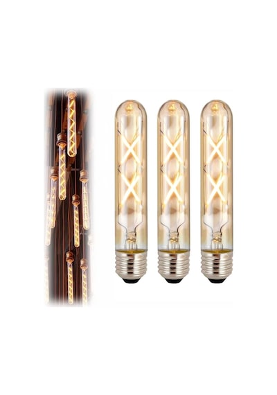 Ayrex Vintage Led Ampul, E27, 4w, 2500k Sıcak Sarı Işık, Amber Cam, 18,5 Cm, Rustik Ampul Amber Renk Çubuk Cam Retr