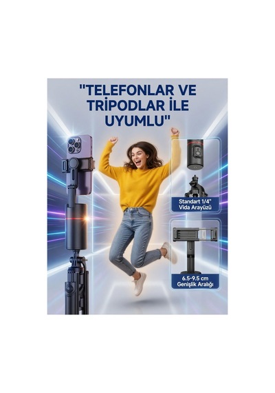 Akıllı Telefon Tutucu 360 Otomatik Yüz Takipli Bluetooth Kumandalı Selfie Çekim Aparatı