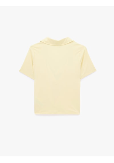 Koton Slim Fit Polo Degaje Yaka Kısa Kollu Bluz Sarı 6sak80152ek