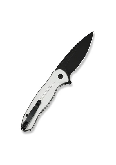 Civivi Button Lock Kitefin Silver Aluminum Handle Black Stonewashed 14c28n Blade Kamp Çakı Gümüş